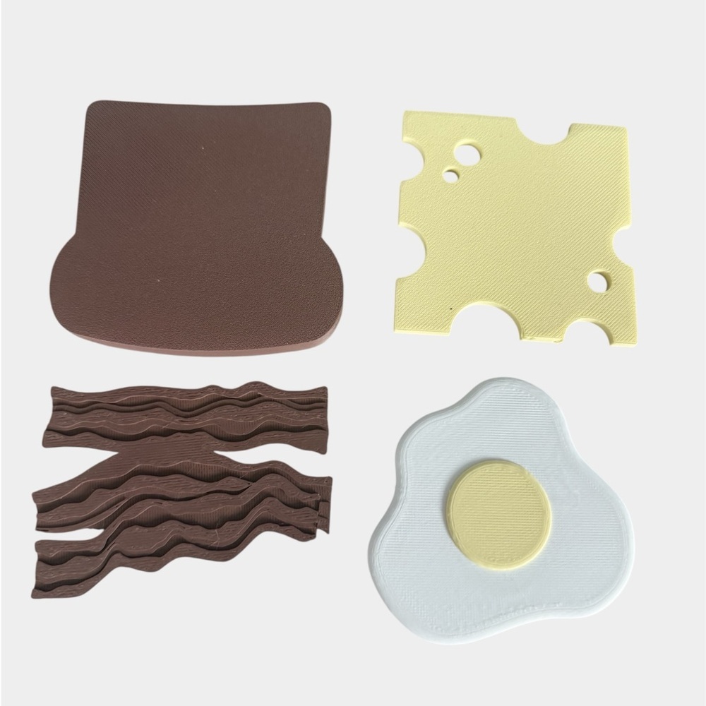 Food 3D Printed Breakfast Food Set – Bacon, Egg, Cheese & Toast